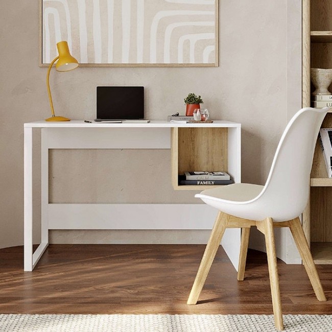 Γραφείο εργασίας Cubo Megapap χρώμα λευκό - sapphire oak 110x50x75εκ.