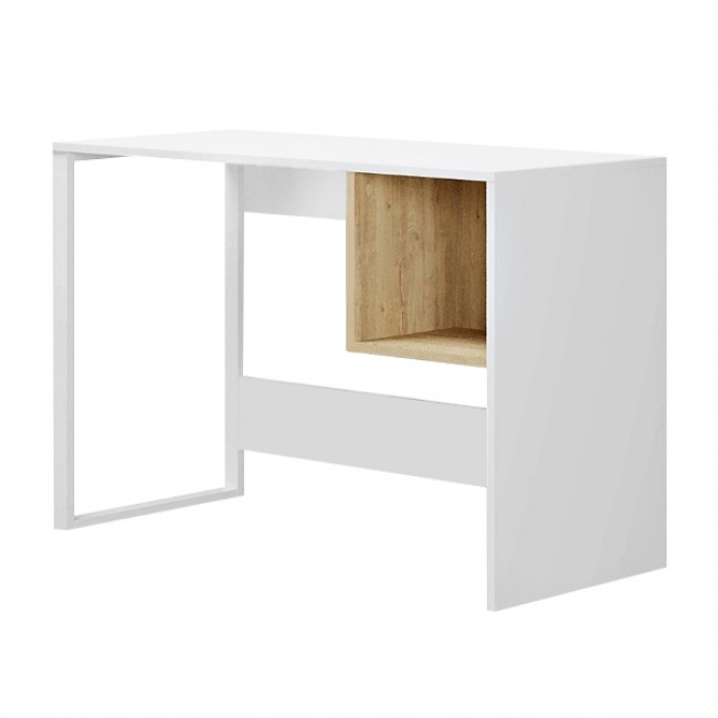 Γραφείο εργασίας Cubo Megapap χρώμα λευκό - sapphire oak 110x50x75εκ.