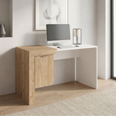Dario Megapap melamine study desk in sepet oak - white color 120x60x73.2cm