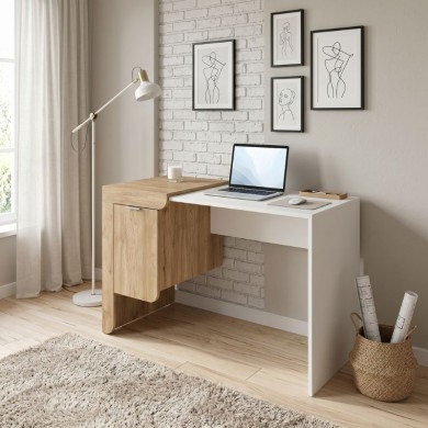 Dario Megapap melamine study desk in sepet oak - white color 120x60x73.2cm