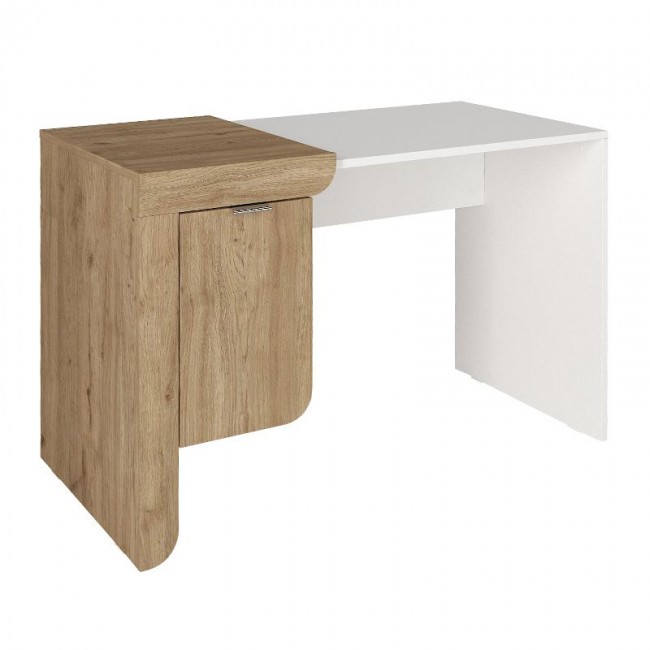 Dario Megapap melamine study desk in sepet oak - white color 120x60x73.2cm