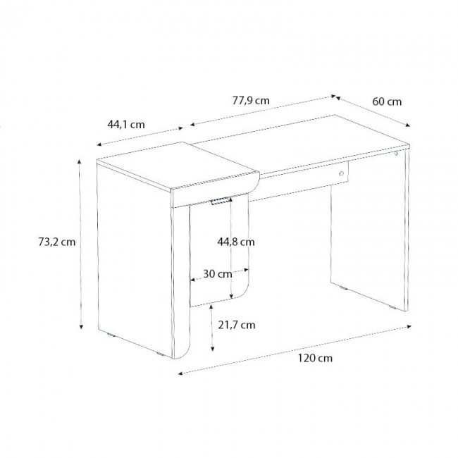 Dario Megapap melamine study desk in sepet oak - white color 120x60x73.2cm