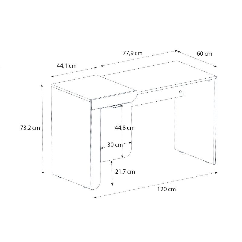 Dario Megapap melamine study desk in sepet oak - white color 120x60x73.2cm