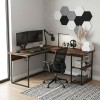 Delta Megapap metal - melamine office desk in smoked walnut color 147.8x140x73.8cm.