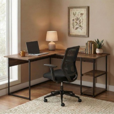 Γραφείο εργασίας Delta Megapap χρώμα καπνιστή καρυδιά 147,8x140x73,8εκ.