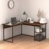 Delta Megapap metal - melamine office desk in smoked walnut color 147.8x140x73.8cm.