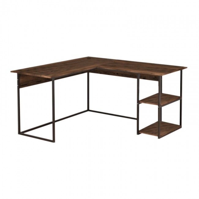 Delta Megapap metal - melamine office desk in smoked walnut color 147.8x140x73.8cm.