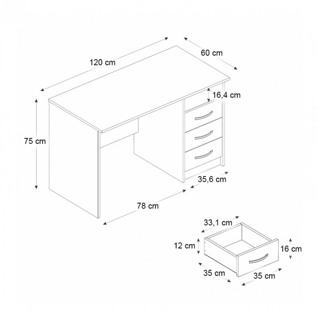 Γραφείο εργασίας Eldoris Megapap χρώμα καρυδί 120x60x75εκ. Γραφείο εργασίας Eldoris Megapap χρώμα καρυδί 120x60x75εκ.