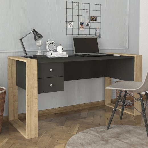 Γραφείο εργασίας Fernando Megapap χρώμα ανθρακί - sapphire oak 158,4x60x72,2εκ. Γραφείο εργασίας Fernando Megapap χρώμα ανθρακί - sapphire oak 158,4x60x72,2εκ.