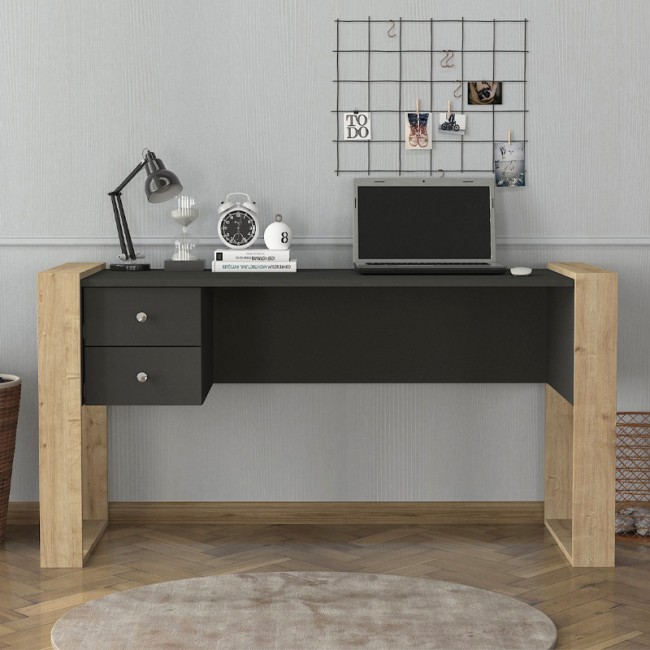 Γραφείο εργασίας Fernando Megapap χρώμα ανθρακί - sapphire oak 158,4x60x72,2εκ. Γραφείο εργασίας Fernando Megapap χρώμα ανθρακί - sapphire oak 158,4x60x72,2εκ.