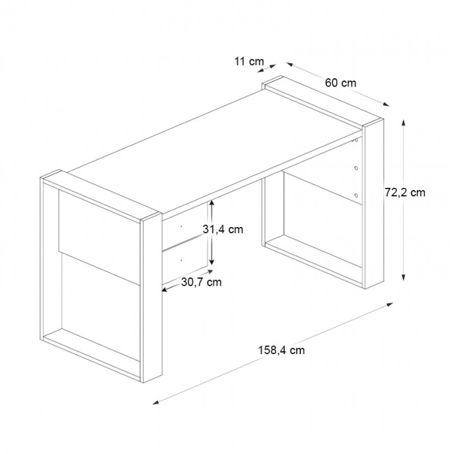Γραφείο εργασίας Fernando Megapap χρώμα ανθρακί - sapphire oak 158,4x60x72,2εκ. Γραφείο εργασίας Fernando Megapap χρώμα ανθρακί - sapphire oak 158,4x60x72,2εκ.