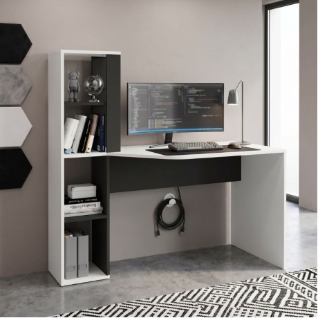 Gemini Megapap melamine study desk in anthracite - white color 121.8x59.6x131.8cm.