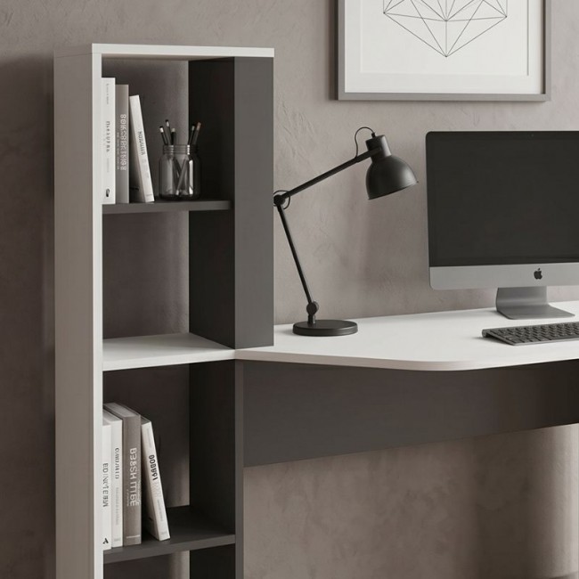 Gemini Megapap melamine study desk in anthracite - white color 121.8x59.6x131.8cm.