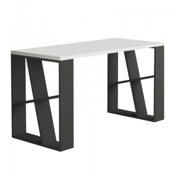 Γραφείο εργασίας Honey Megapap χρώμα λευκό - ανθρακί 137x60x75εκ