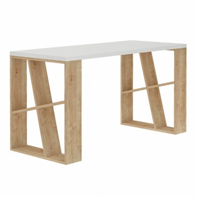 Honey Megapap melamine desk in white - oak color 137x60x75cm