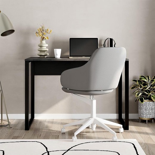 Γραφείο εργασίας Inna Megapap χρώμα γκρι ρετρό - silky black 110x60x75εκ.