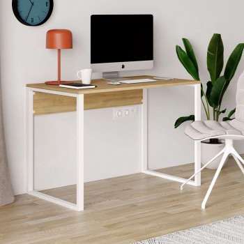 Γραφείο εργασίας Inna Megapap χρώμα sapphire oak - λευκό 110x60x75εκ.