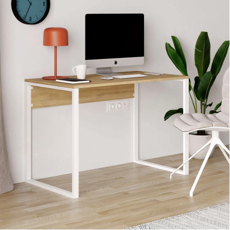 Γραφείο εργασίας Inna Megapap χρώμα sapphire oak - λευκό 110x60x75εκ.