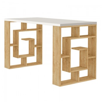 Γραφείο εργασίας Labirent Megapap χρώμα φυσικό οξιάς - λευκό 140x60x75εκ