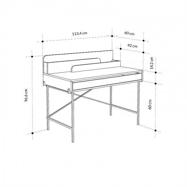 Γραφείο εργασίας Leila Megapap χρώμα φυσικό οξιάς 108x60x101εκ