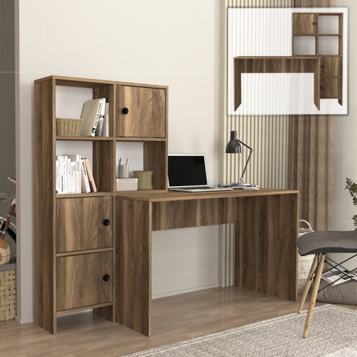 Γραφείο εργασίας Lesya Megapap αναστρέψιμο χρώμα καρυδί 159,2x59,6x141,2εκ. Γραφείο εργασίας Lesya Megapap αναστρέψιμο χρώμα καρυδί 159,2x59,6x141,2εκ.