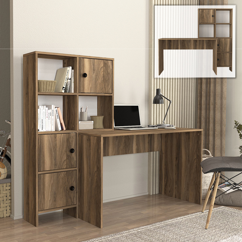 Lesya Megapap melamine desk in walnut color 159.2x59.6x141.2cm.