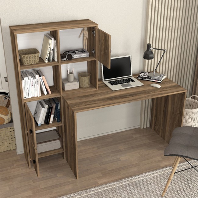 Γραφείο εργασίας Lesya Megapap αναστρέψιμο χρώμα καρυδί 159,2x59,6x141,2εκ. Γραφείο εργασίας Lesya Megapap αναστρέψιμο χρώμα καρυδί 159,2x59,6x141,2εκ.