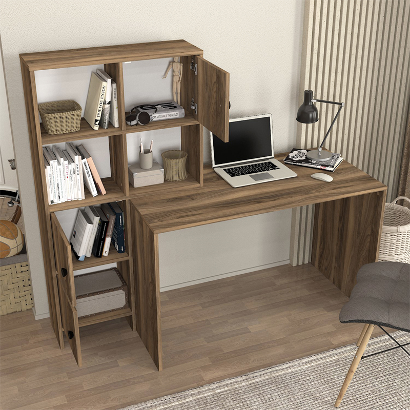 Lesya Megapap melamine desk in walnut color 159.2x59.6x141.2cm.