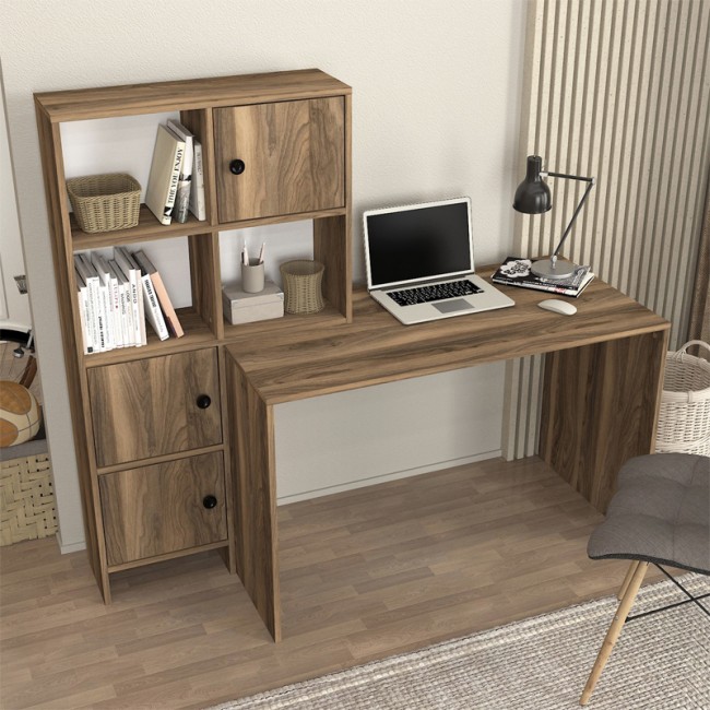 Γραφείο εργασίας Lesya Megapap αναστρέψιμο χρώμα καρυδί 159,2x59,6x141,2εκ. Γραφείο εργασίας Lesya Megapap αναστρέψιμο χρώμα καρυδί 159,2x59,6x141,2εκ.