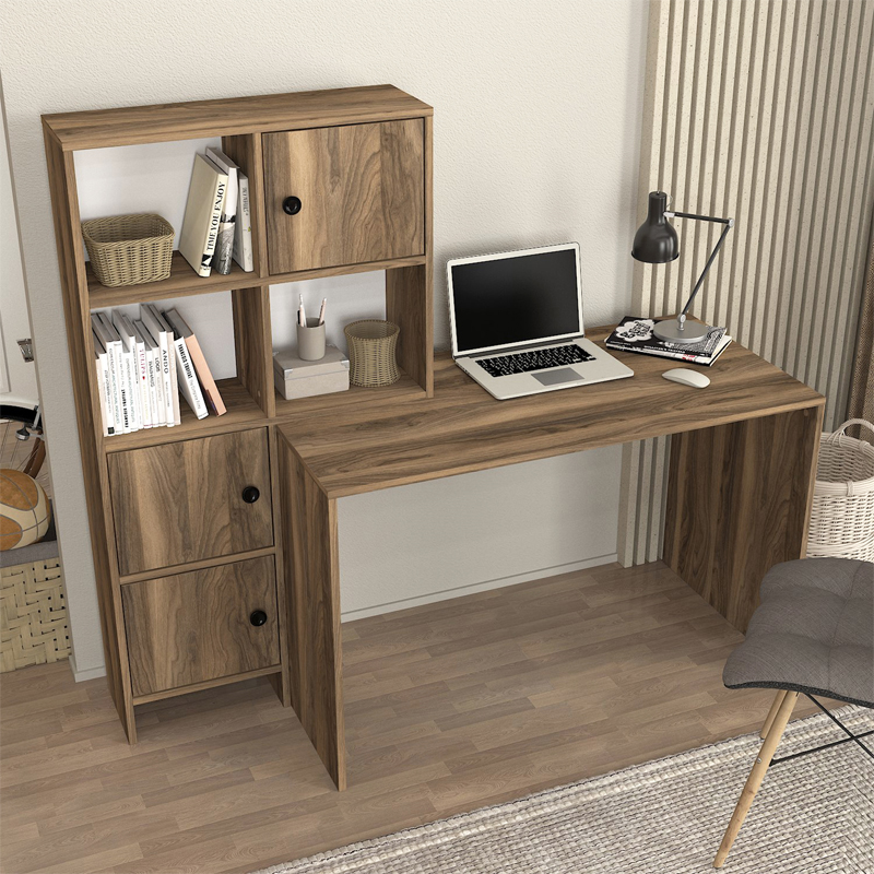 Lesya Megapap melamine desk in walnut color 159.2x59.6x141.2cm.