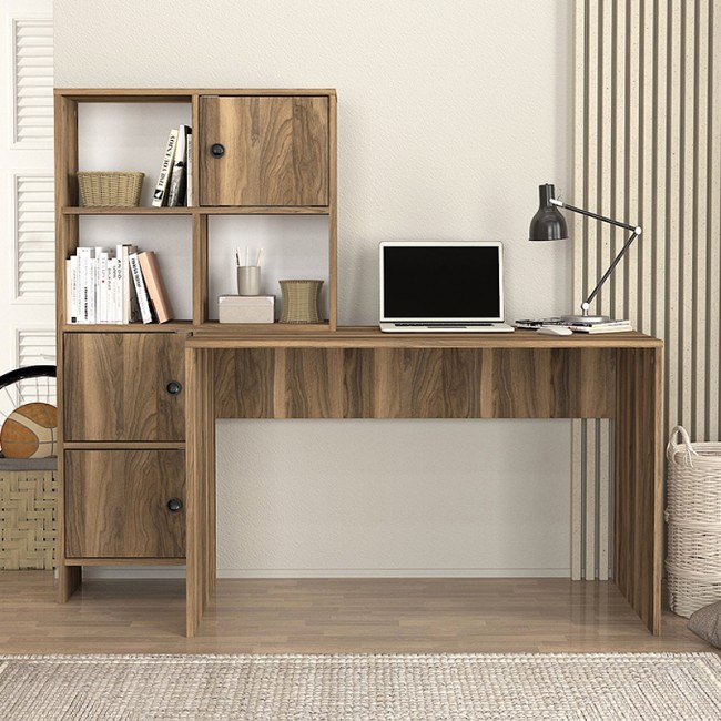 Γραφείο εργασίας Lesya Megapap αναστρέψιμο χρώμα καρυδί 159,2x59,6x141,2εκ. Γραφείο εργασίας Lesya Megapap αναστρέψιμο χρώμα καρυδί 159,2x59,6x141,2εκ.