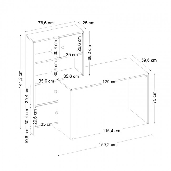 Γραφείο εργασίας Lesya Megapap αναστρέψιμο χρώμα καρυδί 159,2x59,6x141,2εκ. Γραφείο εργασίας Lesya Megapap αναστρέψιμο χρώμα καρυδί 159,2x59,6x141,2εκ.