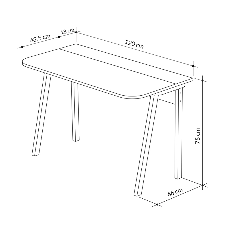 Luton Megapap melamine desk in retro grey/white color 120x60x75cm.