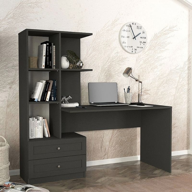 Mantra Megapap melamine office desk in anthracite color 155x60x152cm.