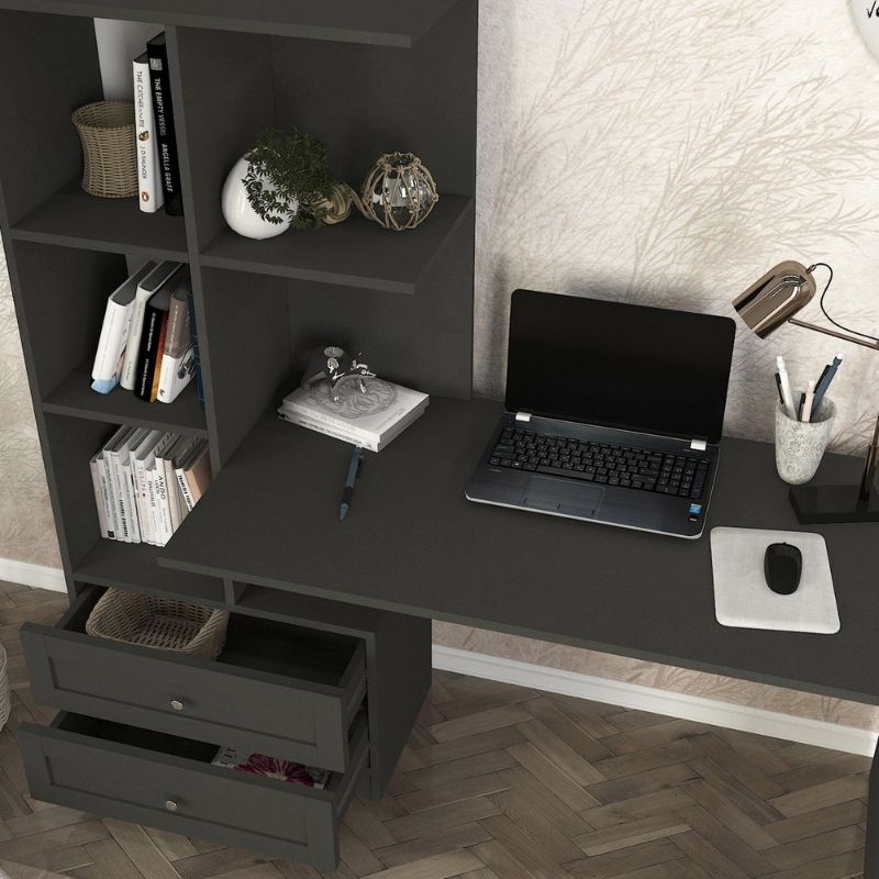 Mantra Megapap melamine office desk in anthracite color 155x60x152cm.