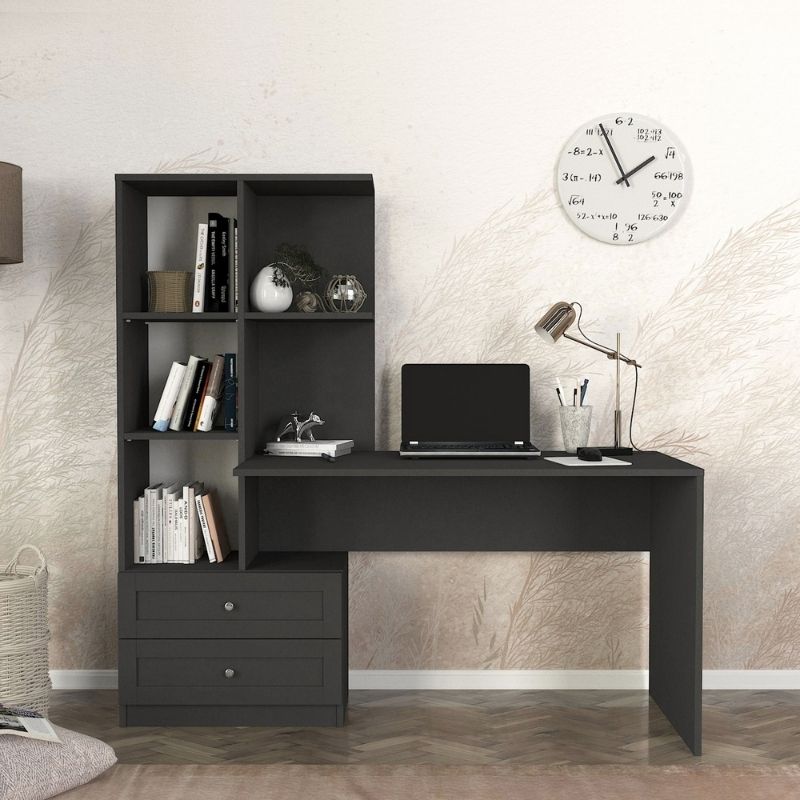 Mantra Megapap melamine office desk in anthracite color 155x60x152cm.
