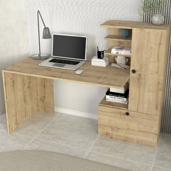 Γραφείο εργασίας Merino Megapap χρώμα sapphire oak 149,5x61,8x120εκ. Γραφείο εργασίας Merino Megapap χρώμα sapphire oak 149,5x61,8x120εκ.