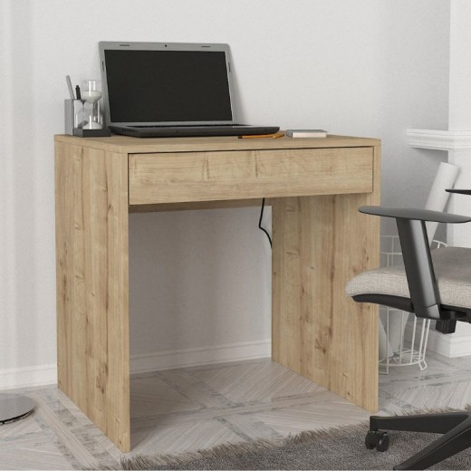 Γραφείο εργασίας Mida Megapap χρώμα sapphire oak 72x60x73,8εκ.