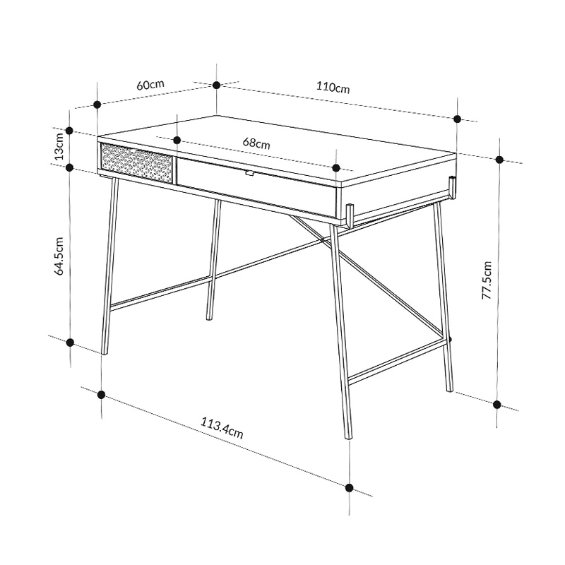 Naive Megapap melaminde working desk in sapphire oak color 113.4x60x77.5cm.