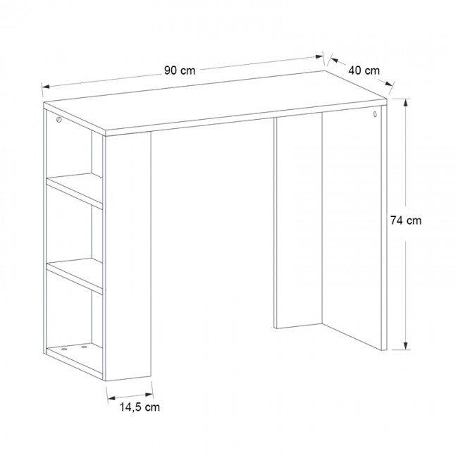 Netenia Megapap melamine desk in white color 90x40x74cm.