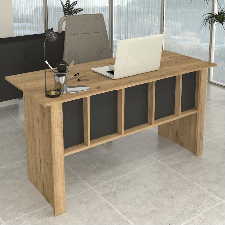 Nika Megapap melamine office desk in sepet oak - anthracite color 140x60x75cm