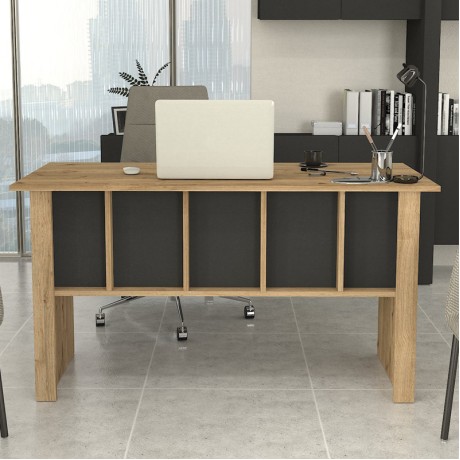 Nika Megapap melamine office desk in sepet oak - anthracite color 140x60x75cm