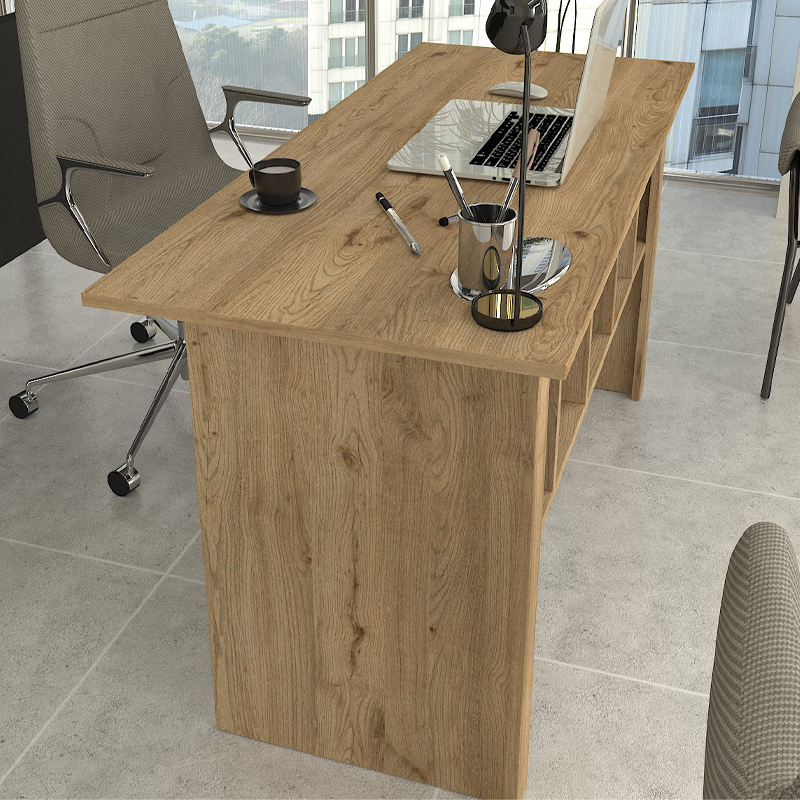 Nika Megapap melamine office desk in sepet oak - anthracite color 140x60x75cm