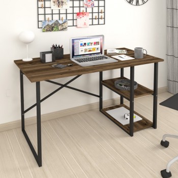 Odeon Megapap melamine reversible work desk in smoked walnut color 120x59.8x73.8cm.