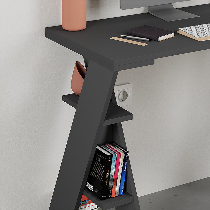 Papillon Megapap melamine study desk in anthracite 106x50x75cm.