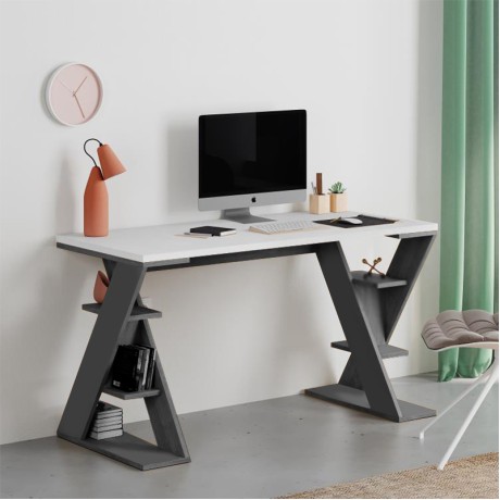 Γραφείο εργασίας Papillon Megapap χρώμα ανθρακί - λευκό 137x60x75εκ
