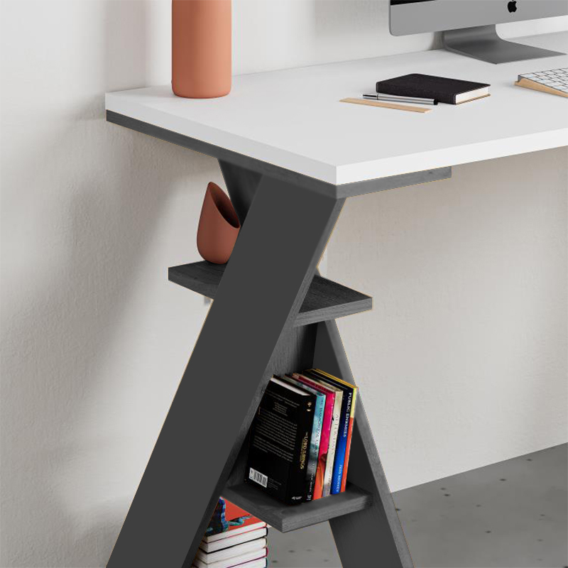 Papillon Megapap melamine working desk in anthracite - white color 137x60x75cm.