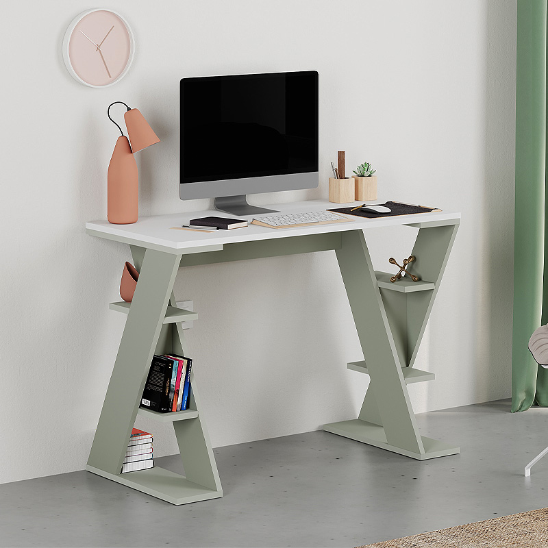 Papillon Megapap melamine study desk in ash green - white 106x50x75cm.