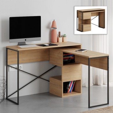 Polymorphic work desk Badau Megapap made of melamine color oak 110x37.2x77cm.