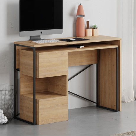 Polymorphic work desk Badau Megapap made of melamine color oak 110x37.2x77cm.